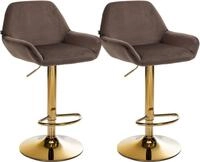 CLP Barhocker Braga (Set, 2 St., 2er), Samt-Bezug, Gold-Optik h&ouml;henverstellbar