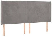vidaXL Bett Kopfteil mit Ohren Hellgrau 203x16x118/128 cm Samt (1-tlg)