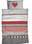 CASATEX Bettw&auml;sche Herz-Karo, Biber, 3 teilig, niedlichem Herz-Karo Design...