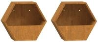 vidaXL Pflanzk&uuml;bel, Wand-Pflanzk&uuml;bel 2 Stk. Rostig Cortenstahl 30x10x25 cm