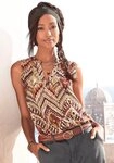 LASCANA Blusentop mit Ethnoprint und V-Ausschnitt, Blusenshirt