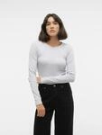 Langarmshirt VERO MODA "VMCHLOE LS SHORT TOP JRS NOOS", Damen, Gr. M, grau...