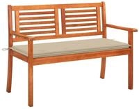 vidaXL Gartenbank 2-Sitzer-Gartenbank mit Auflage 120 cm Massivholz Eukalyptus...