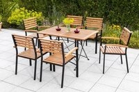 MERXX Garten-Essgruppe Schlossgarten, (Set, 1 Tisch, 6 Stapelsessel, Flachstahl...