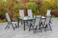 MERXX Garten-Essgruppe Florenz, (7-tlg), 6 Klappsessel mit ausziehbarem Tisch
