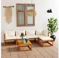 vidaXL Loungeset vidaXL 6-tlg. Garten-Lounge-Set mit Auflagen Creme Massivholz...