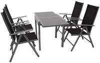 DEGAMO Garten-Essgruppe AMALFI, (5-tlg), Aluminium silbergrau, Kunstgewebe...