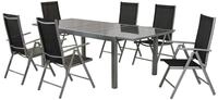 MERXX Garten-Essgruppe Amalfi, (Set, 7tlg), 6 Klappsessel mit verstellbarer
