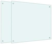 vidaXL K&uuml;chenr&uuml;ckwand K&uuml;chenr&uuml;ckw&auml;nde 2 Stk. Wei&szlig; 70x60 cm Hartglas,...