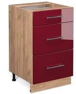 Vicco Unterschrank Fame-Line, Bordeaux Hochglanz/Eiche, 50 cm ohne Arbeitsplatte