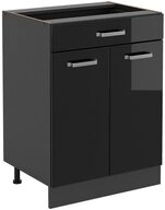 Vicco Unterschrank R-Line, Schwarz Hochglanz/Anthrazit, 60 cm mit Schublade,...