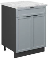 Vicco Unterschrank Fame-Line, Hellblau-grau/Anthrazit, 60 cm mit Schublade, AP Marmor