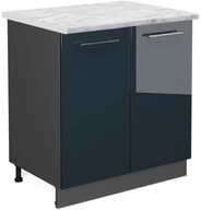 Vicco Unterschrank Fame-Line, Dunkelblau Hochglanz/Anthrazit, 80 cm, AP Marmor...