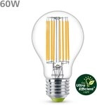 Philips LED-Leuchtmittel Ultra Efficient 60W A60 2700K, E27, 3 St., Warmwei&szlig;