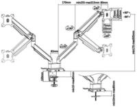 Inline Monitor-Halterung Tischhalterung mit Lifter & USB/Audio, 2 Monitore bis