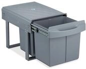 relaxdays Einbaum&uuml;lleimer 2x15 l grau