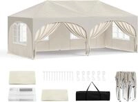 Woltu Pavillon, mit 2 Seitenteilen, 3x6 m, mit 6 Seitenw&auml;nden, h&ouml;henverstellbar,mit