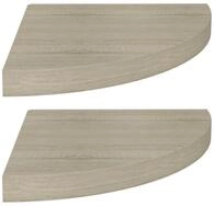 vidaXL Wandregal, Eck-Schweberegale 2 Stk. Eichen-Optik 35x35x3,8 cm MDF