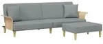 vidaXL Sofa Schlafsofa 2-Sitzer mit Kissen und Fu&szlig;hocker Hellgrau Samt grau