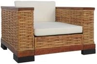 vidaXL Sofa, 2-tlg. Sofagarnitur mit Auflagen Braun Natur Rattan