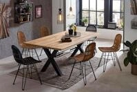 SIT Esstisch Gent Wildeiche Massivholz mit X-Gestell aus Metall, Industrial,...