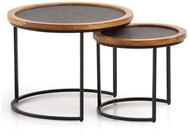 Wohnling Satztisch WL6.778 Couchtisch 2er Set Rund Holz / Steinoptik...