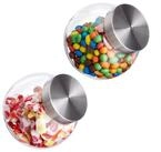 relaxdays Vorratsglas Bonbongl&auml;ser 2er Set 1,5 L, Glas, (2-tlg)