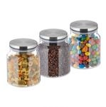 relaxdays Vorratsglas 3er Set Vorratsgl&auml;ser mit Deckel 1100 ml, Glas