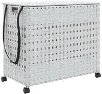 vidaXL W&auml;schekorb W&auml;schekorb mit Rollen Wei&szlig; 66x35x60 cm Rattan (1 St)