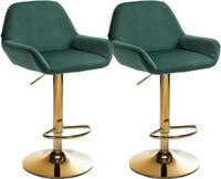 CLP Barhocker Braga (Set, 2 St., 2er), Samt-Bezug, Gold-Optik h&ouml;henverstellbar