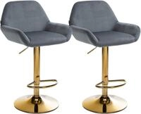 CLP Barhocker Braga (Set, 2er), Samt-Bezug, Gold-Optik h&ouml;henverstellbar