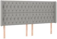 vidaXL Kopfteil, Bett Kopfteil mit Ohren Hellgrau 183x16x118/128 cm Stoff