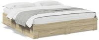 vidaXL Bettgestell, Bettrahmen mit Schubladen Sonoma-Eiche 180x200cm...