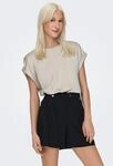 Kurzarmshirt ONLY "ONLLIEKE S/S SATIN MIX TOP WVN NOOS", Damen, Gr. XS, grau (dove),