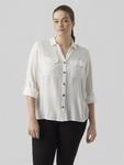 Hemdbluse VERO MODA CURVE "VMBUMPY L/S SHIRT NEW CURVE GA NOOS", Damen, Gr. 46, wei&szlig;