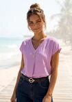 Schlupfbluse LASCANA, Damen, Gr. 40, lila (flieder), Web, Obermaterial: 100% Viskose,