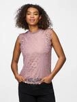 Spitzentop PIECES "PCOLLINE", Damen, Gr. M, rosa (woodrose), Spitze, Obermaterial: