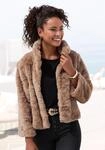 Fellimitatjacke LASCANA, Damen, Gr. 40, grau (taupe), Web, Obermaterial: 100%