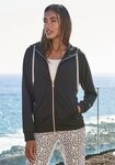 LASCANA Kapuzensweatjacke Sweatshirtjacke mit Details in Ros&eacute;gold, Loungewear