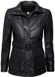 Bikerjacke JCC "Lederjacke R6382", Damen, Gr. 46, schwarz, Obermaterial: 100%