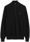 Sweater GANT "Strickpullover COTTON PIQUE HALF ZIP", Herren, Gr. 5XL, schwarz,