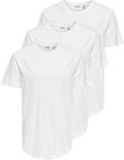 T-Shirt ONLY & SONS "ONSMATT LONGY SS TEE 3-PACK", Herren, Gr. XS, wei&szlig;, Jersey,