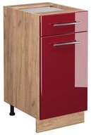 Vicco Unterschrank Fame-Line, Bordeaux Hochglanz/Eiche, 40 cm ohne Arbeitsplatte