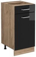Vicco Unterschrank R-Line, Schwarz Hochglanz/Goldkraft Eiche, 40 cm ohne