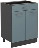 Vicco Unterschrank R-Line, Blau-Grau/Anthrazit, 60 cm mit Schublade, ohne