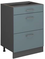 Vicco Unterschrank R-Line, Blau-Grau/Anthrazit, 60 cm mit Schubladen, ohne