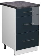 Vicco Unterschrank Fame-Line, Dunkelblau Hochglanz/Wei&szlig;, 50 cm, AP Anthrazit...