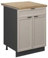 Vicco Unterschrank Fame-Line, GrauBeige/Anthrazit, 60 cm mit Schublade, AP Eiche