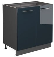 Vicco Unterschrank Fame-Line, Dunkelblau Hochglanz/Anthrazit, 80 cm mit Regal,...