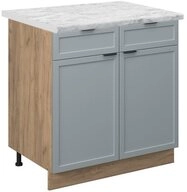 Vicco Unterschrank Fame-Line, Hellblau-grau/Goldkraft Eiche, 80 cm, AP Marmor...
